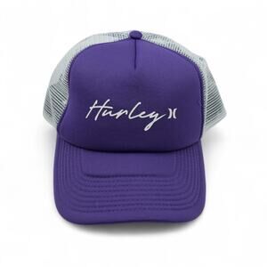 Hurley Hat Cap Icon Trucker One Size Snapback‎ Purple White Mesh
